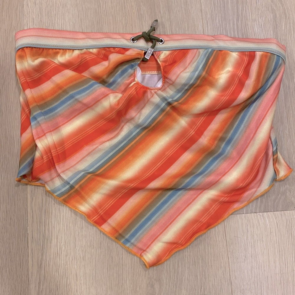 Y2K Hot Kiss Orange Swim Tube Top Size Small